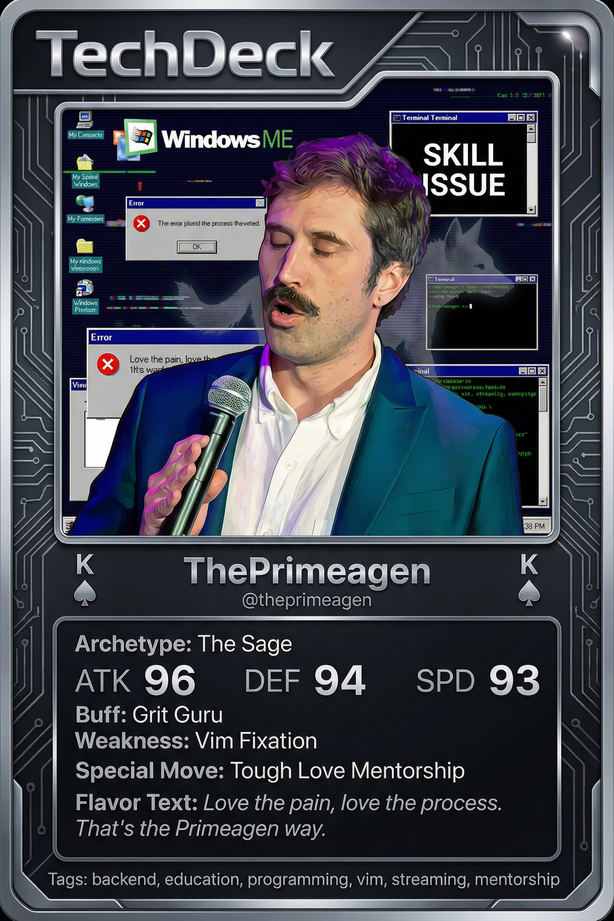 ThePrimeagen's TechDeck AI Generated Card