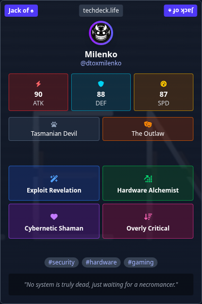 Milenko's TechDeck Trading Card