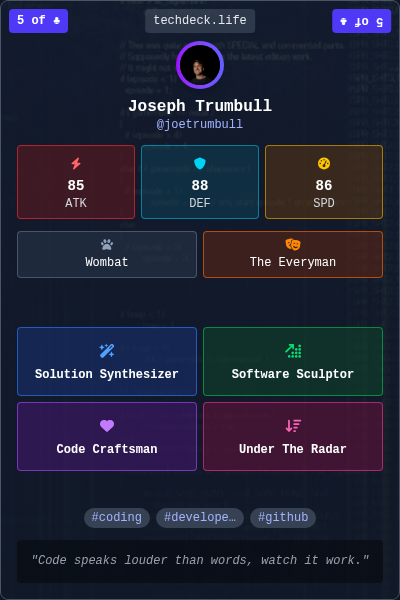 Joseph Trumbull's TechDeck Trading Card