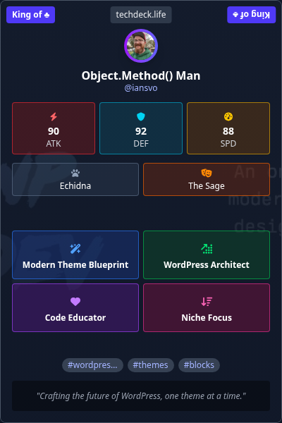 Object.Method() Man's TechDeck Trading Card