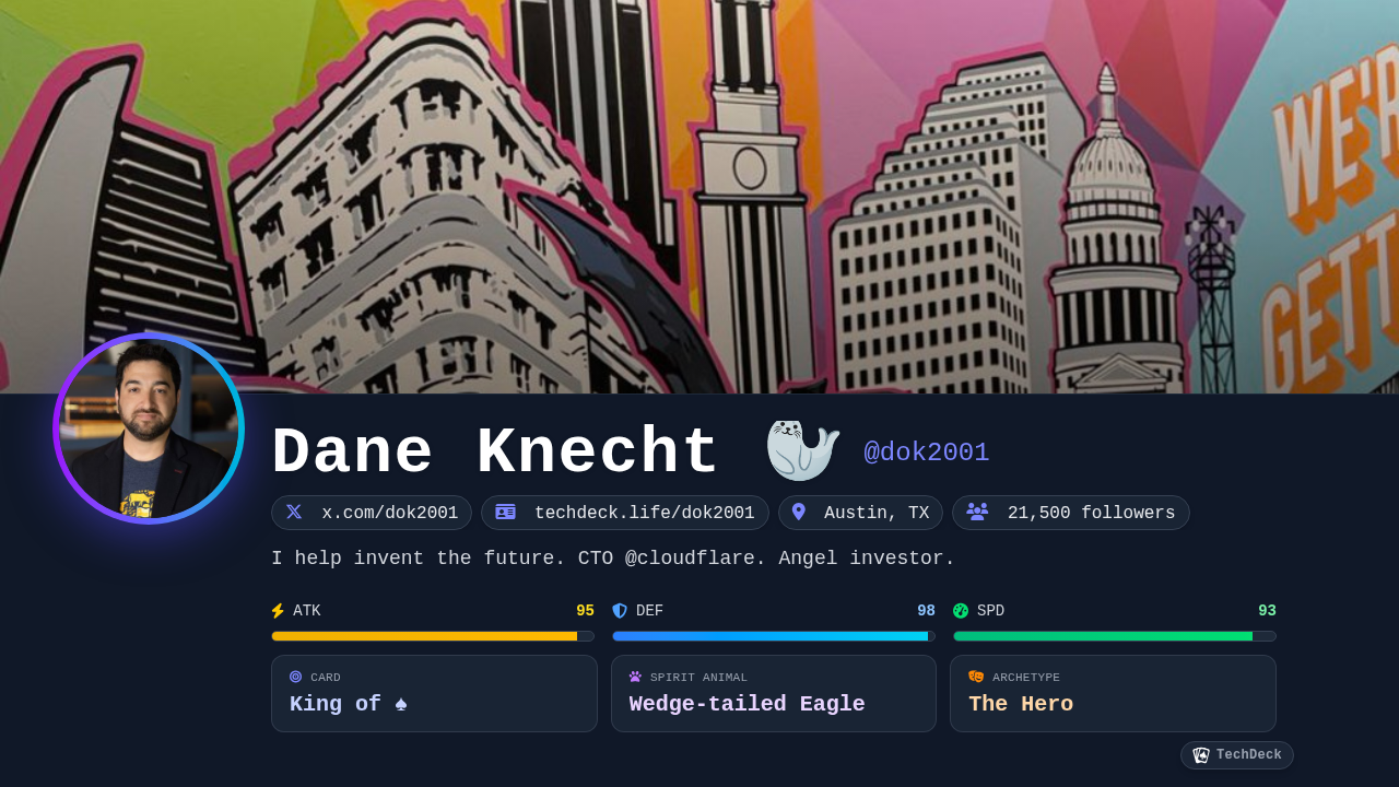 Dane Knecht 🦭's TechDeck Business Card