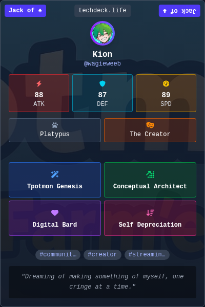 Kion's TechDeck Trading Card