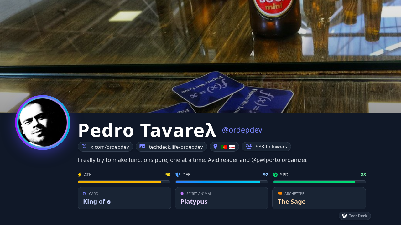 Pedro Tavareλ's TechDeck Business Card
