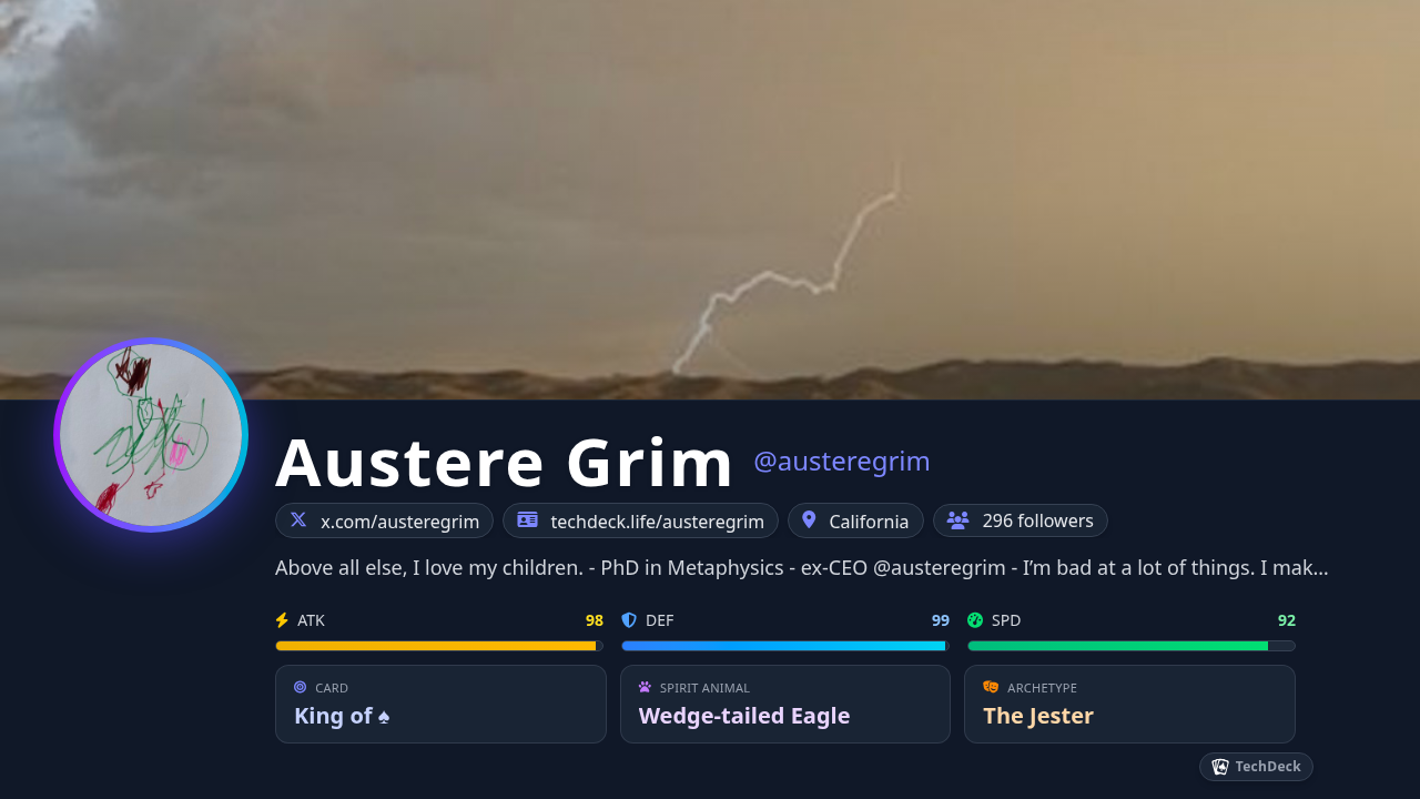 Austere Grim's TechDeck Business Card