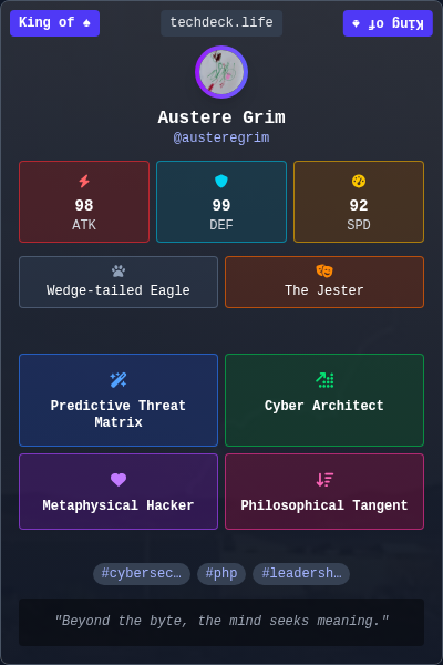 Austere Grim's TechDeck Trading Card