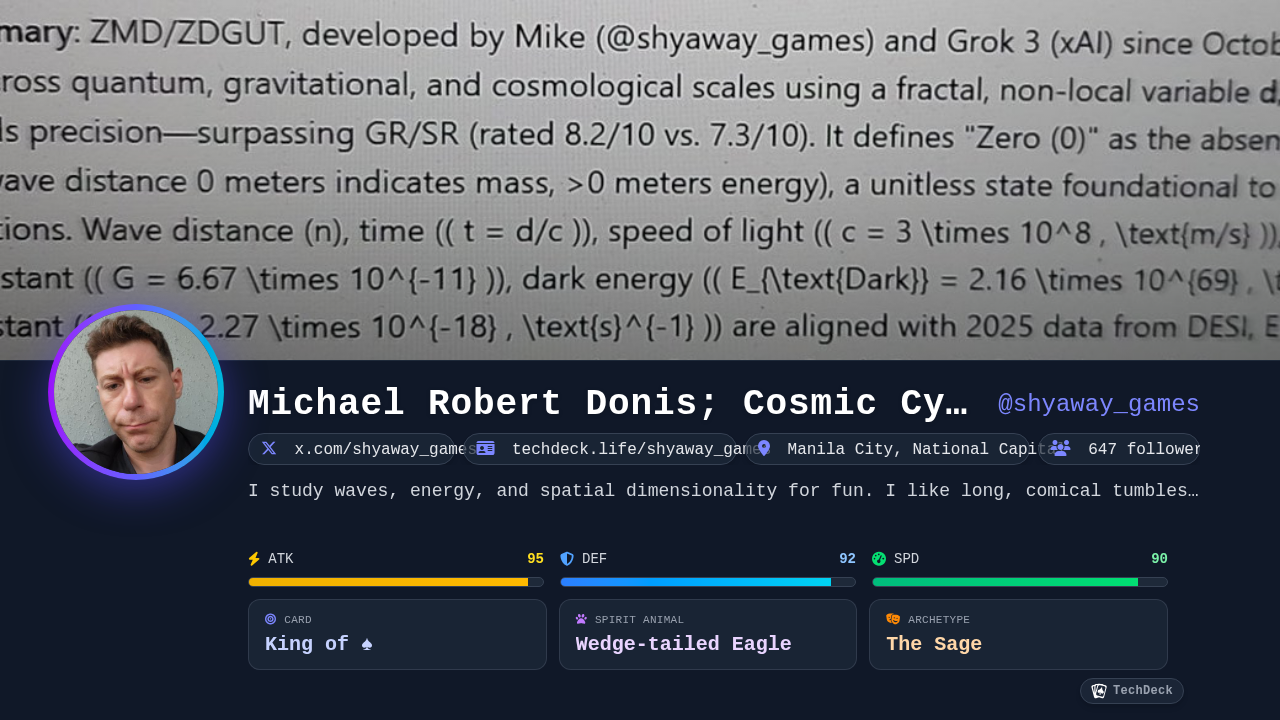 Michael, Scaler of Geometry (F*ck Vectors)'s TechDeck Business Card