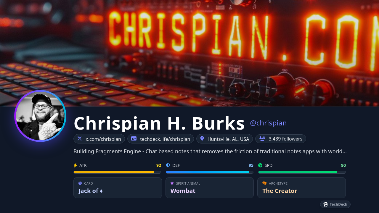 Chrispian H. Burks's TechDeck Business Card