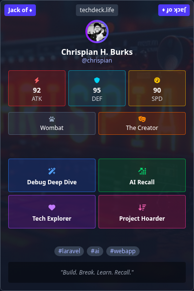 Chrispian H. Burks's TechDeck Trading Card